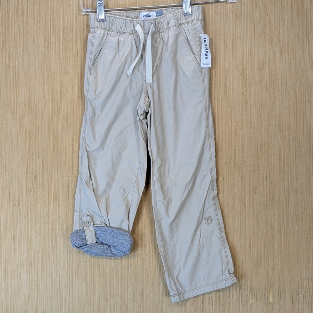 Old Navy Kids Khaki Jersey Lined Cargo Pants Tan Boys Size 5T NWT